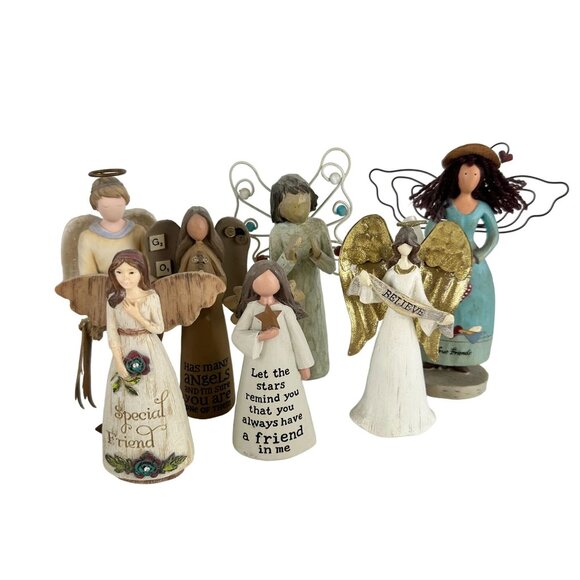 Angel Figurine Lot Russ, B Lloyd, Simple Spirits, Our Family's Angels - Picture 1 of 16